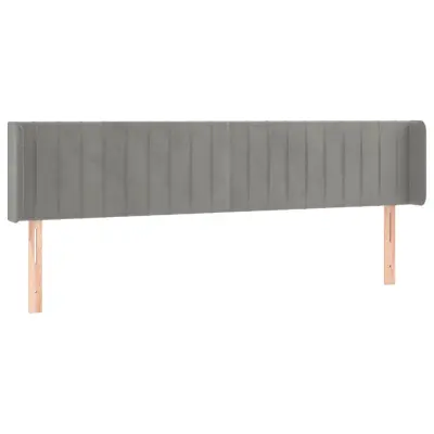 vidaXL Vzglavje z ušesi svetlo sivo 203x16x78/88 cm žamet