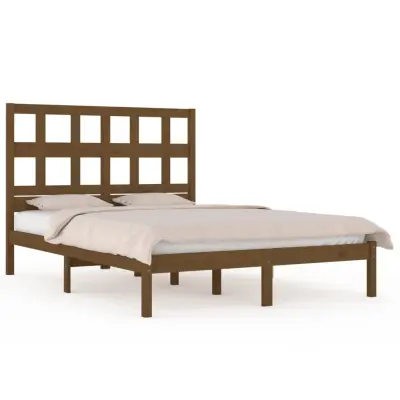 vidaXL Posteljni okvir medeno rjav iz trdne borovine 200x200 cm