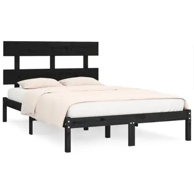 vidaXL Posteljni okvir črn iz trdnega lesa 200x200 cm