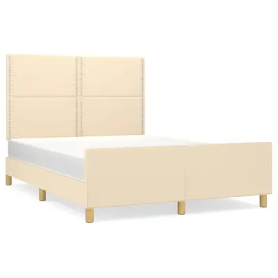 vidaXL Posteljni okvir brez vzmetnice krem 140x190 cm blago
