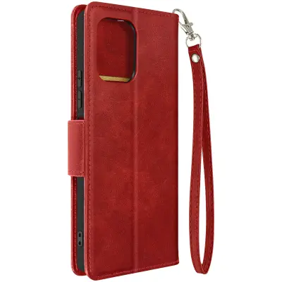 Ovitek s pašckom za Xiaomi Redmi 12, preklop denarnice - rdec