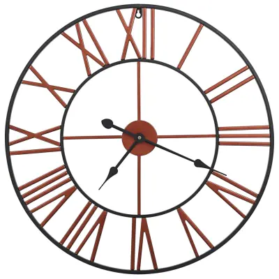 vidaXL Stenska ura kovinska 58 cm rdeča