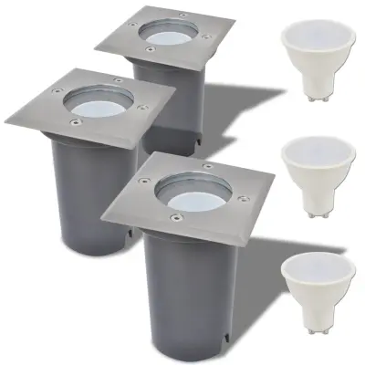 vidaXL Zunanje LED talne svetilke 3 kosi kvadratne