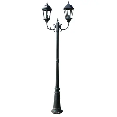 vidaXL Stoječa vrtna svetilka 230 cm temno zelena/črna aluminijasta