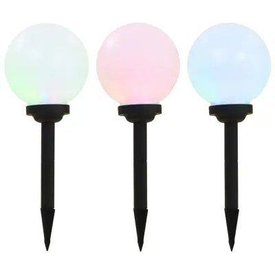 vidaXL Zunanje solarne svetilke 3 kosi LED okrogle 20 cm RGB