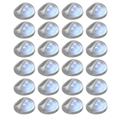 vidaXL Zunanje solarne stenske svetilke LED 24 kosov okrogle srebrne