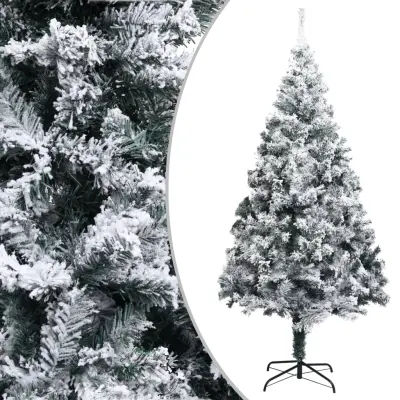 vidaXL Umetna novoletna jelka s snegom zelena 240 cm PVC