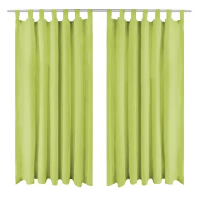 vidaXL Zavese iz mikro satena 2 kosa z zankami 140x225 cm zelene barve