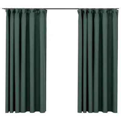 vidaXL Zatemnitvene zavese z obešali 2 kosa zelene 140x175 cm