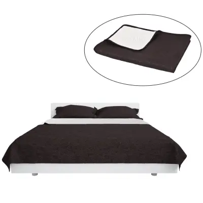 vidaXL Dvostransko prešito pregrinjalo 230x260 cm krem in rjavo