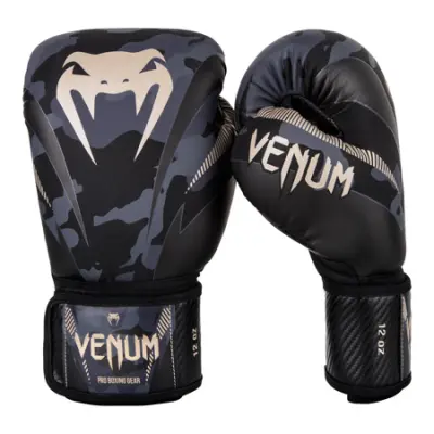 Venum Impact Boxing Gloves, Dark Camo/Sand - 14 oz