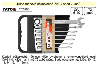 Ključi z ragljo YATO set 7 kosov 10-19mm