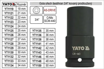 YATO Gola oreh šesterokotnik 3/4'' kovan podaljšan 36mm
