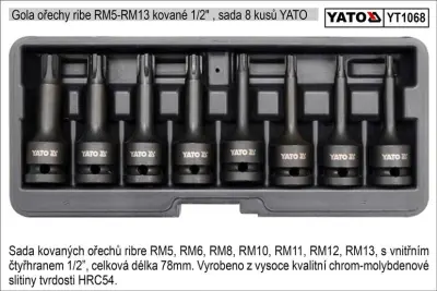 Gola oreščki Ribe RM5-RM13 kovani 1/2'', komplet 8 kosov YATO