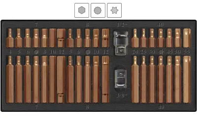 YATO Šesterokotni nastavki, XZN Spline, Torx, komplet 40 delov, za raglje 3/8 ''in 1/2'', Yato