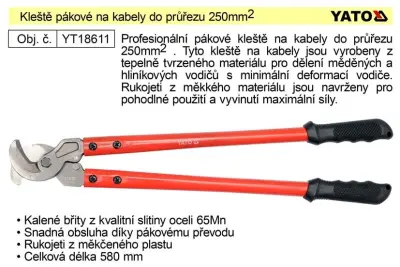 YATO Vzvodne klešče za kable do premera 250 mm2