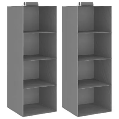 vidaXL Viseč organizator za omaro 2 kosa s 4 policami blago