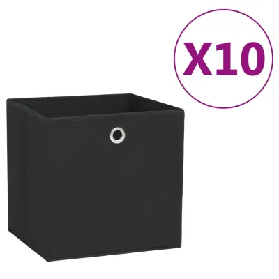 vidaXL Škatle 10 kosov netkano blago 28x28x28 cm črne