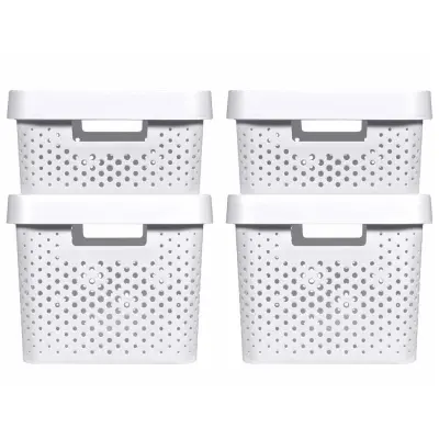 Curver Škatle s pokrovi Infinity 4 kosi 11L+17L bele
