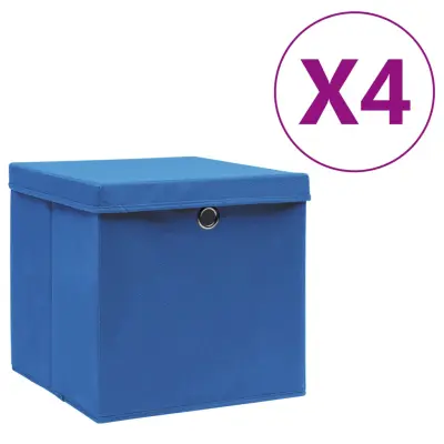 vidaXL Škatle s pokrovi 4 kosi 28x28x28 cm modre