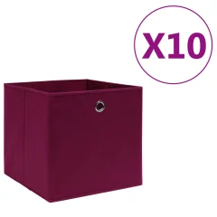 vidaXL Škatle 10 kosov netkano blago 28x28x28 cm temno rdeče