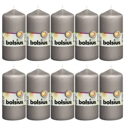 Bolsius Stebričaste sveče 10 kosov 120x58 mm toplo sive