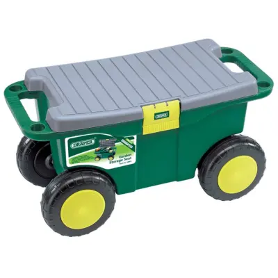 Draper Tools Voziček za vrtno orodje in sedež 56x27,2x30,4 cm zelen
