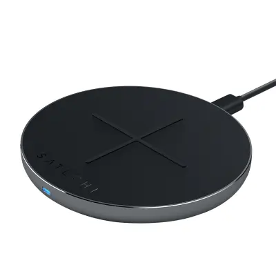 Indukcijski polnilnik iz aluminija QI 10 W z LED indikatorjem, Satechi - crn