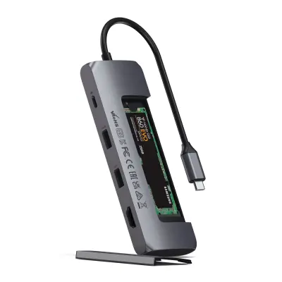 Satechi Aluminium USB-C Hybrid Multiport adapter - vesoljsko siva