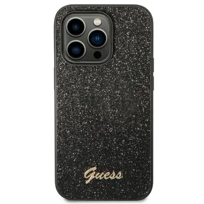 Guess zaščitni ovitek Glitter Script Black, Iphone 14 Pro Max