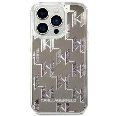 Karl Lagerfeld zaščitni ovitek Liquid Glitter Monogram, Iphone 14 Pro