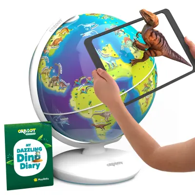 Orboot Dinos - AR Globe - PlayShifu (z aplikacijo): Globus z interaktivno, izobraževalno in razširjeno resničnostjo - STEM igrača za otroke od 4. do 1