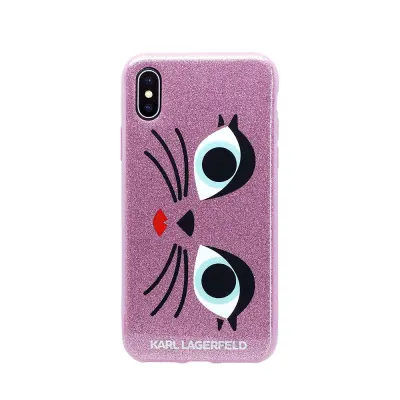 Ovitek KARL LAGERFELD KLHCPXGLCHPI Iphone X, roza
