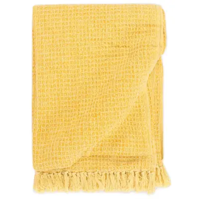 vidaXL Odeja iz bombaža 125x150 cm gorčično rumena