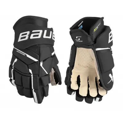 Hokejske rokavice BAUER Supreme M5 Pro - Senior, črno-bele, vel.: 14.0