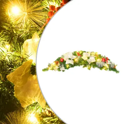 vidaXL Božični okras z LED lučkami zelen 90 cm PVC