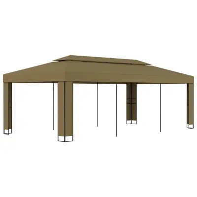 vidaXL Paviljon z dvojno streho 3x6 m taupe 180 g/m²