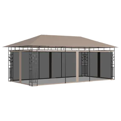 vidaXL Paviljon z mrežo proti komarjem 6x3x2,73 m taupe 180 g/m²