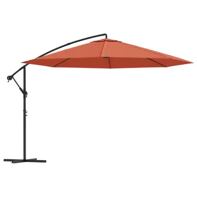 vidaXL Previsni senčnik z aluminijastim drogom 350 cm terakota
