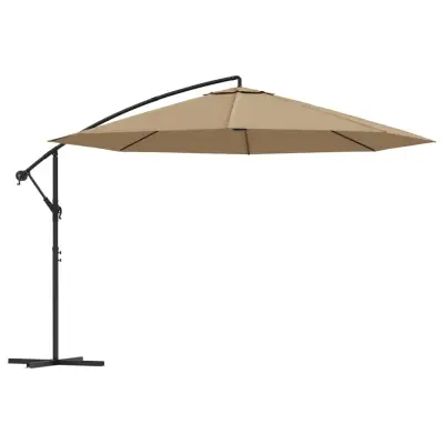 vidaXL Previsni senčnik z aluminijastim drogom 350 cm taupe barve