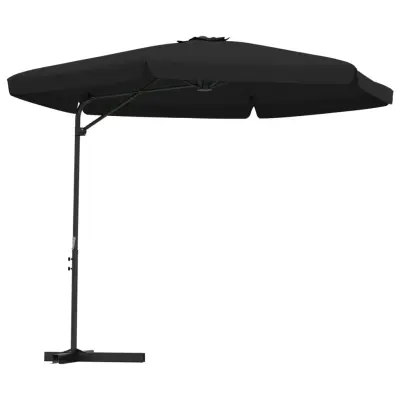 vidaXL Zunanji senčnik z jeklenim drogom 300 cm črn