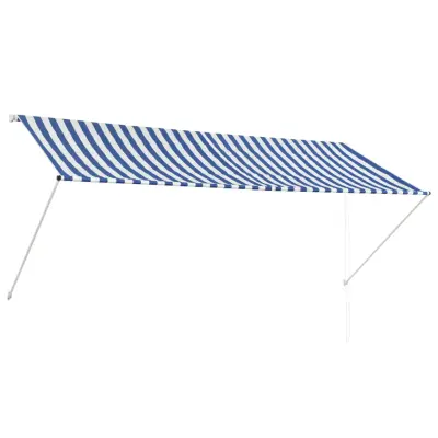 vidaXL Zložljiva tenda 300x150 cm modre in bele barve