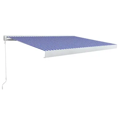vidaXL Ročno zložljiva kasetna tenda 400x300 cm modra in bela
