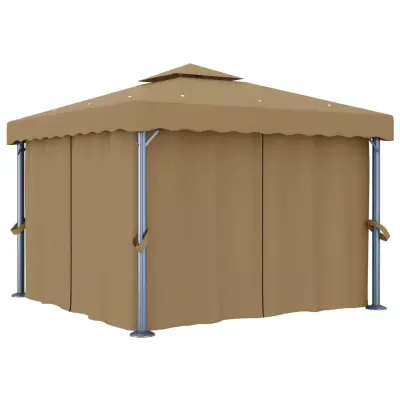 vidaXL Paviljon z zaveso 3x3 m taupe aluminij