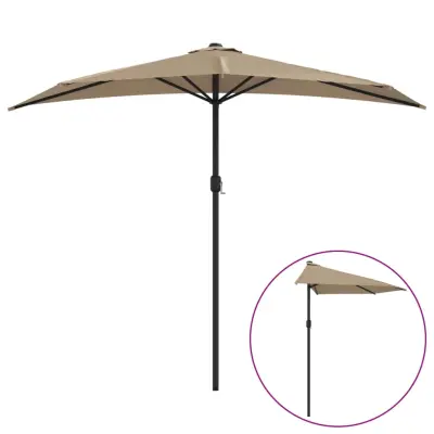 vidaXL Balkonski senčnik z aluminijastim drogom 270x144 cm taupe