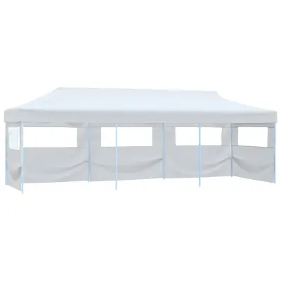 vidaXL Zložljiv pop-up vrtni šotor s 5 stranicami 3x9 m bel