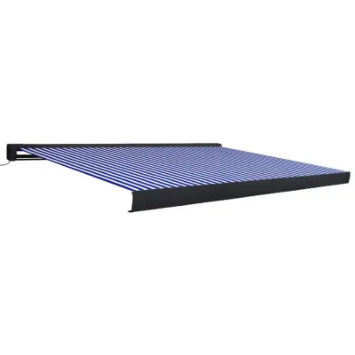 vidaXL Motorizirana kasetna tenda 350x250 cm modra in bela