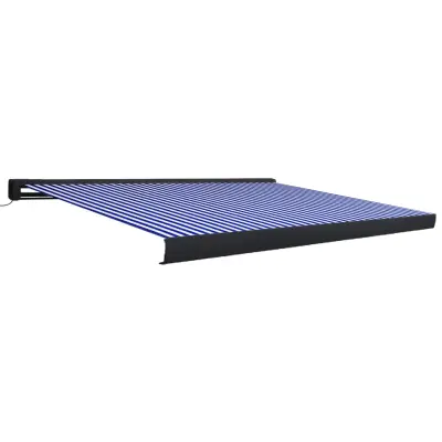 vidaXL Motorizirana kasetna tenda 450x300 cm modra in bela