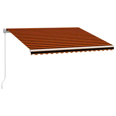 vidaXL Ročno zložljiva tenda 450x300 cm oranžna in rjava