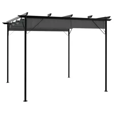 vidaXL Pergola z zložljivo streho antracitna 3x3 m jeklo 180 g/m²